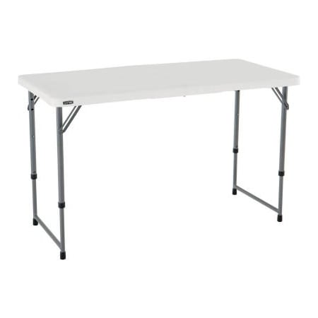 Lifetime Lifetime Adjustable Height Plastic Fold-In-Half Table, 24" x 48", White 4428